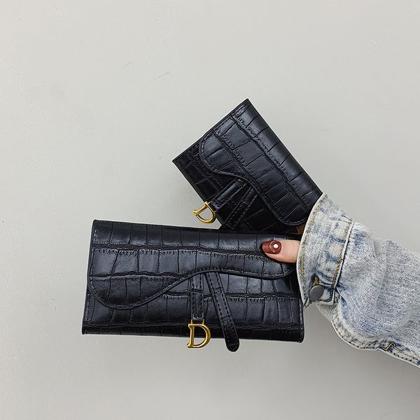 

luxury handbags women's wallet women's long simple fashion buckle folding stone pattern multi card short money bag pocket change w