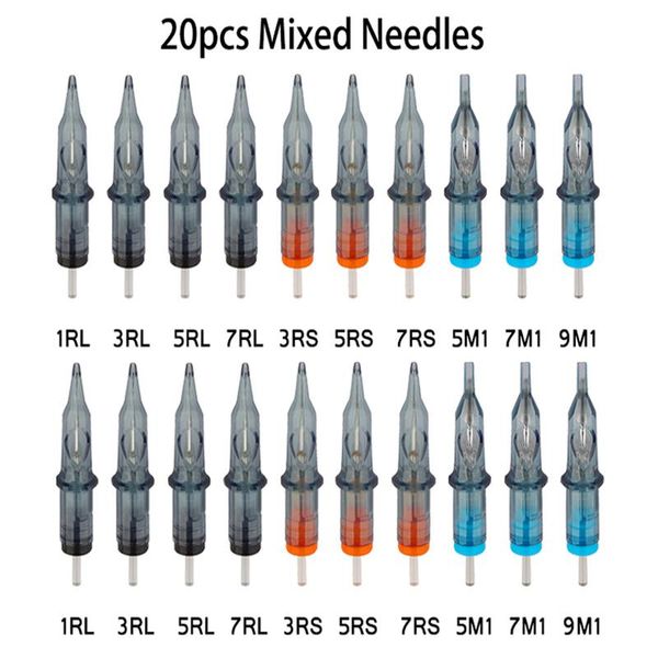 

tattoo needles 20pcs disposable cartridge rl rs m1 rm professional sterilized for machine pen 0.35mm