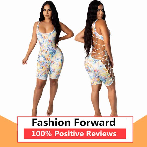 

women's jumpsuits & rompers womens fashion casual back tie tie-dye print romper ppi9, Black;white