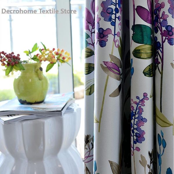 

curtain & drapes purple high-precision printed semi-shading finished customization curtains for living dining room bedroom