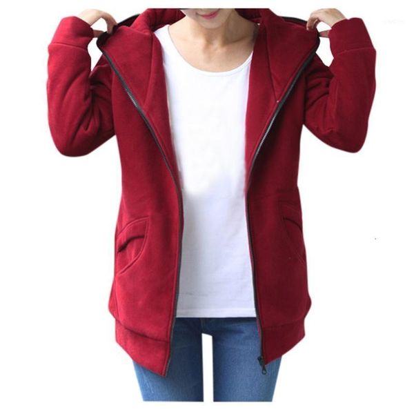 

women's jackets womens jacket women winter warm outwear coat solid hooded loose zipper long sleeve pockets thickened over #10141 4xib, Black;brown
