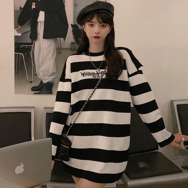 

women's t-shirt real s korean classic black and white striped small design sense