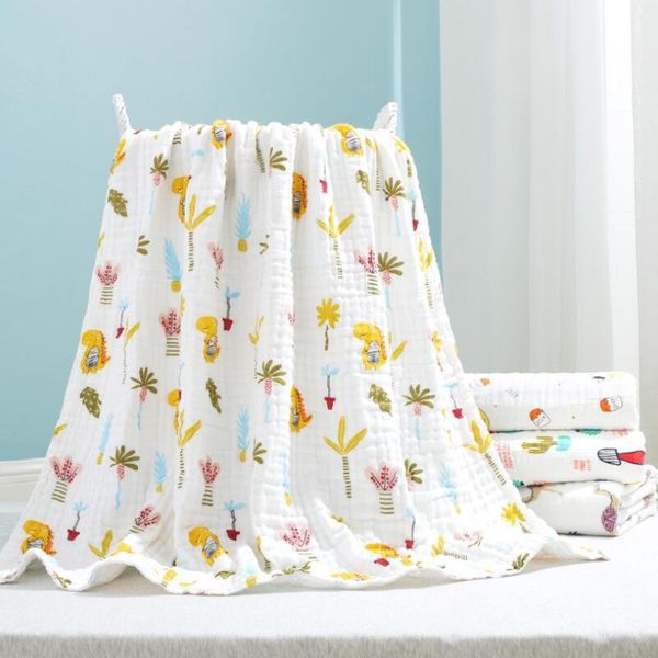

blankets & swaddling 110*110cm baby cotton gauze bath towel six-layer children blanket infant warp animals stroller cover swaddle sleepsack