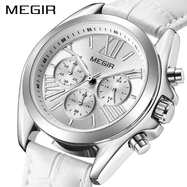 

wristwatches megir women watches quartz ladies bracelet watch clock lovers relogio zegarek damski montre femme, Slivery;brown