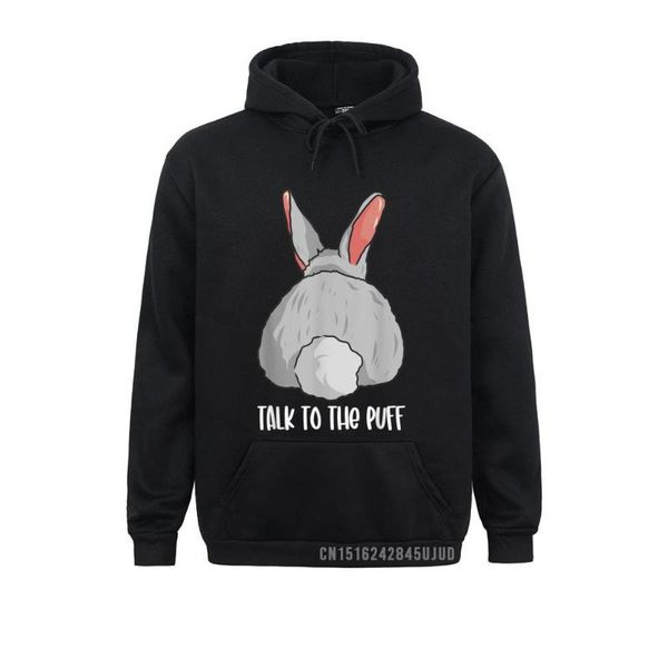 

men's hoodies & sweatshirts funny cute joke talk to the puff bunnies pullover men hip hop comfortable clothes, Black