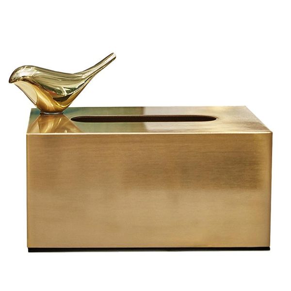 

tissue box metallic materials copper bird or deer decoration rectangle square luxury style gold finished toilet paper holders