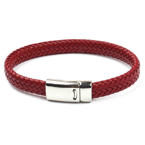 

charm bracelets niuyitid braid leather bracelet men silver color magnetic buckle boy's gift jewellery male armband pulsera hombre, Golden;silver