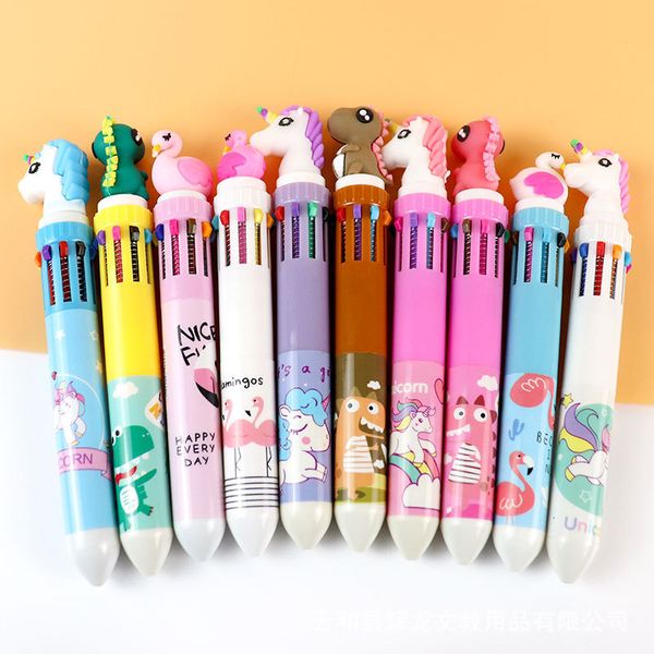 

pen 10 color cartoon ballpoint student stationery color push bullet ballpoint