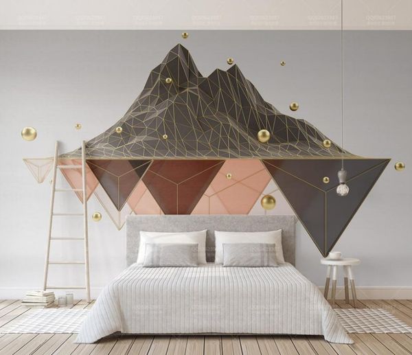 

wallpapers drop modern style 3d geometry hill triangle ball tv background wallpaper custom mural po wall home decoration