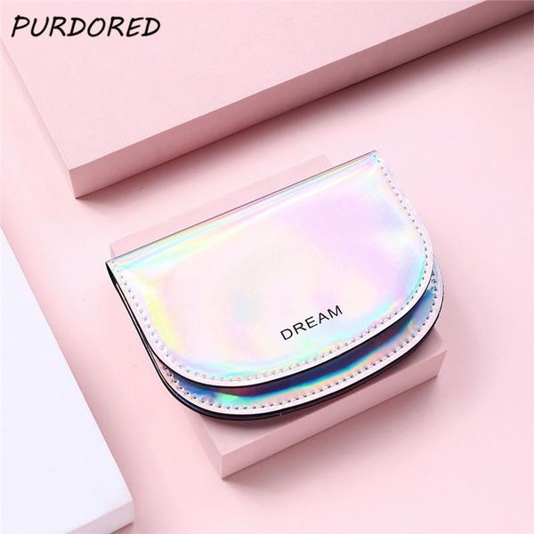 

card holders purdored 1 pc fashion laser coin purse for women hasp business wallet mini bank glitter, Brown;gray