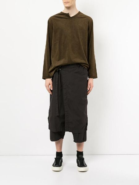 

men's clothing gd hair stylist catwalk autumn casual fold irregular culottes wide leg pants plus size costumes, Black