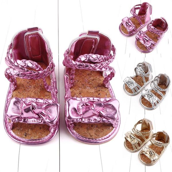 

sandals summer baby boys girls bow soft non-slip rubber sole flat walking shoes children's casual, Black;red