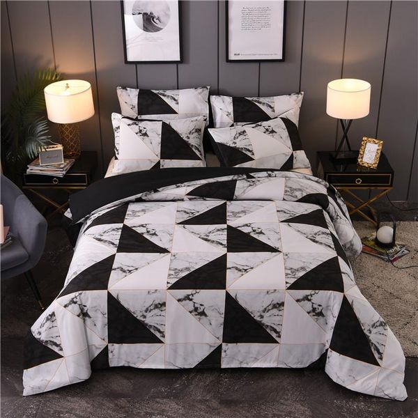 

bedding sets 2021 geometric comforter duvet cover bed set black white  bedclothes adults king size