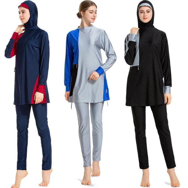 

swim wear 3 pcs muslim swimsuit plus size s-6xl women full cover long sleeve hijab swimwear islamic modest bathing suit bikini