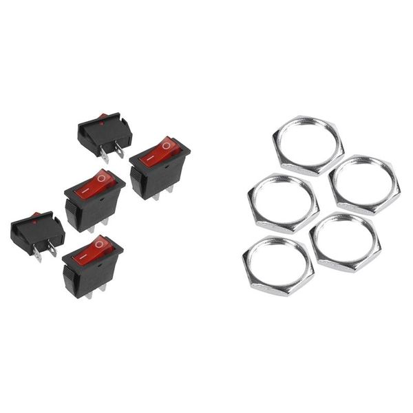 

smart home control 5 pcs 2 pin spst red neon light on/off rocker switch with momentary push button round