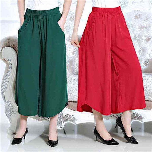 

casual cotton linen wide leg womens capri summer office brand trousers thin skirts plus size 5xl 6xl, Black;white