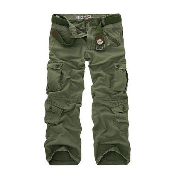 

camouflage military tactical pants men multi-pocket washed overalls male baggy cargo for cotton trousers,large 44 men's, Black
