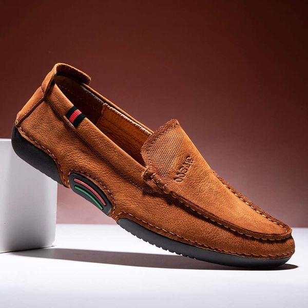 

2021 spring new doudou toe cap leather large size 46 casual comfortable driving shoes men's id7a casual shoes id7a, Black