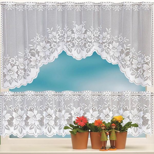

curtain & drapes 2pcs european white translucent coffee warp knitted curtains kitchen tulle lace sheer jacquard bedroom
