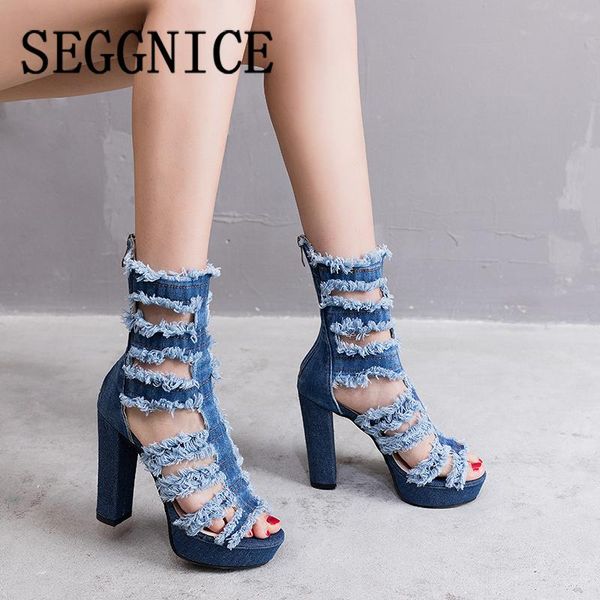 

women's super high heel sandals denim shoes summer fashion platform woman 2021 zapatos de mujer, Black