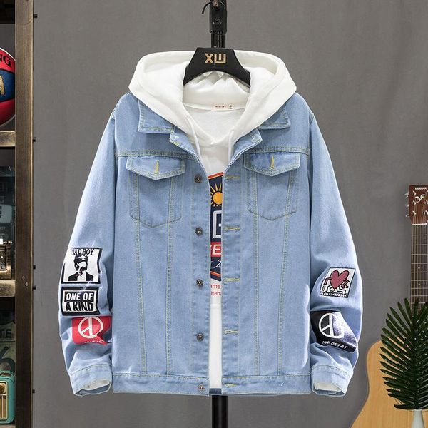 

men's jackets 2021 autumn winter simple blue denim jacket plus size s-3xl loose casual street style hip hop men coat, Black;brown