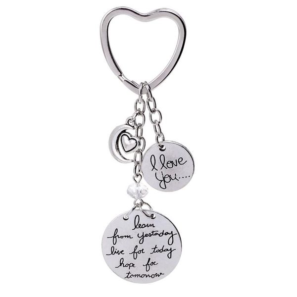 

keychains 1pc keychain heart letters carved creative keyring gifts pendant for mothers day women decorating thanksgiving, Silver