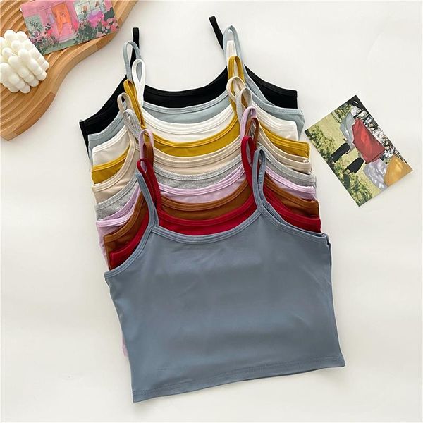 

women's tanks & camis camisoles women summer solid spaghetti strap skinny korean style all-match simple slim casual for girl, White