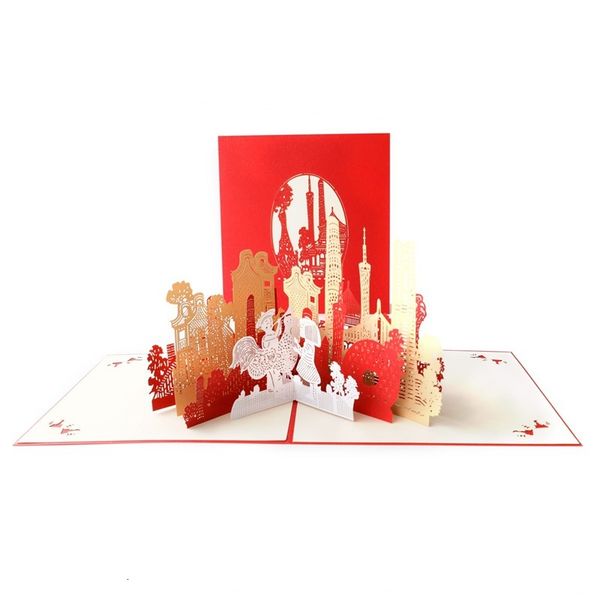 

silhouettes paper carving guangzhou city silhouette handmade creative three-dimensional greeting card paper-cut 3d hollow out building