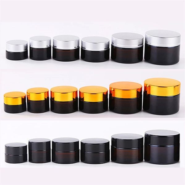 

5g 10g 15g 20g 30g 50g amber glass cream jar bottle cosmetic makeup jars refillable lotion bottles