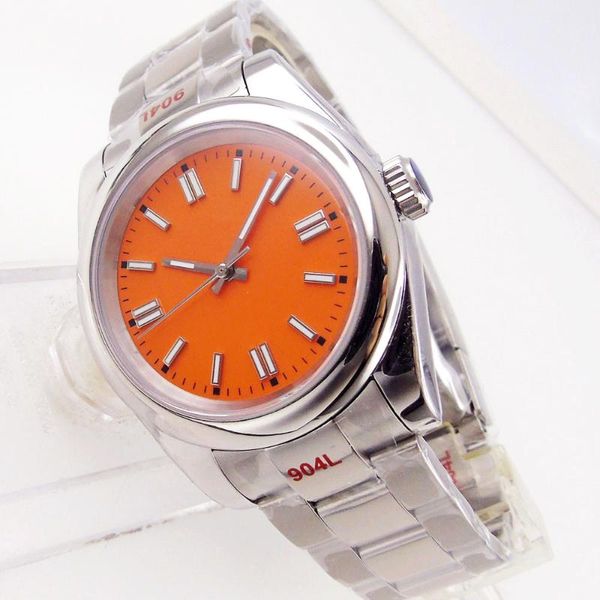 

wristwatches 36mm/39mm sapphire men's watch miyota 8215/mingzhu2813 movement fix bezel lume oyster band blue/yellow/green/black/orang, Slivery;brown