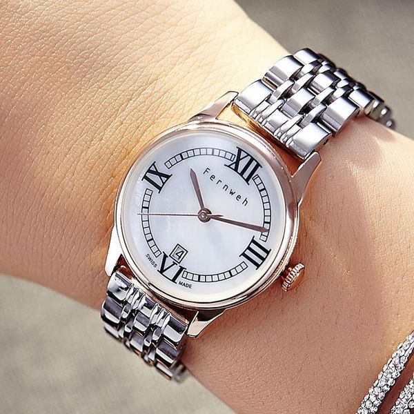 

wristwatches fernweh women watch simple quartz lady waterproof wristwatch female fashion watches clock relogio feminino, Slivery;brown