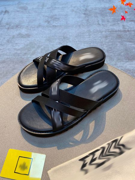 

2021 luxuries designer men's slippers sandals men shoes slide summer fashion wide flat flip flops with box size 39-45 -l279, Black