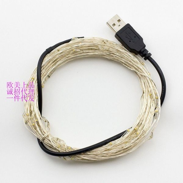 

3M 30 head silver colored copper wire string 5V Christmas decorative lamp