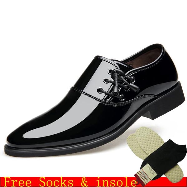 

men's increase within leather shoes oxford pu dress business for men loafers, Black