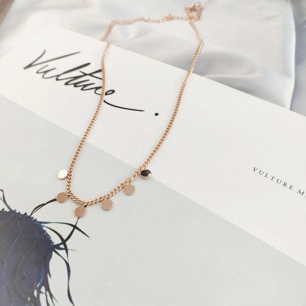 

chokers mini disc titanium steel necklace female golden simple moon star sweet jewelry gift, Golden;silver