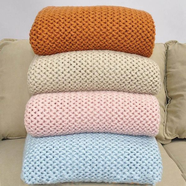 

blankets nordic knitted blanket thicken thread decorative for sofa bed soft fabric chunky knit throw plaid