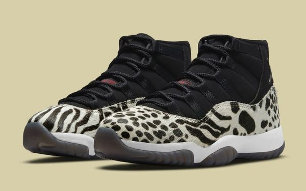 

jumpman 11 animal instinct black red sail white retro basketball shoes womens real carbon fiber with original box fast delivery