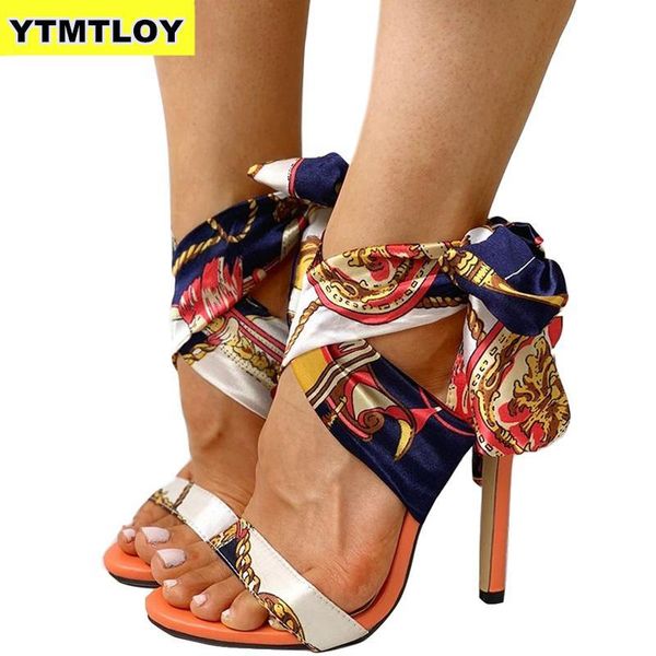 Ribbon Summer Luxo salto alto New Women Pumps Sapatos Comfort Sandals Sexy Party Feminino Peep Toe Gladiator Roma Leisure Y0406