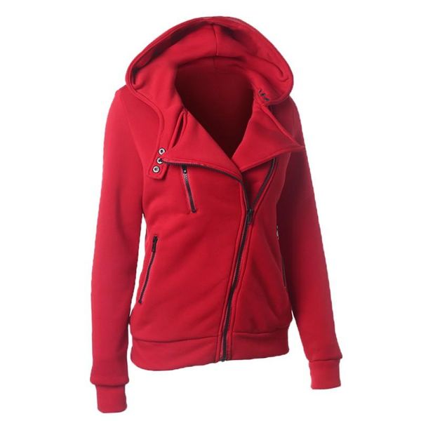 

women's jackets autumn and winter women fashion coat long-sleeved jacket twill zipper casual hooded sweaters, Black;brown