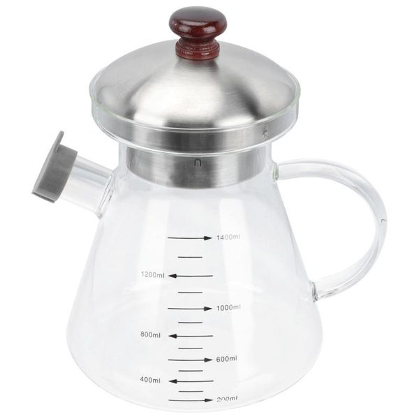 

pans 1pc household kitchen glass oil can with screen and cover home use pot