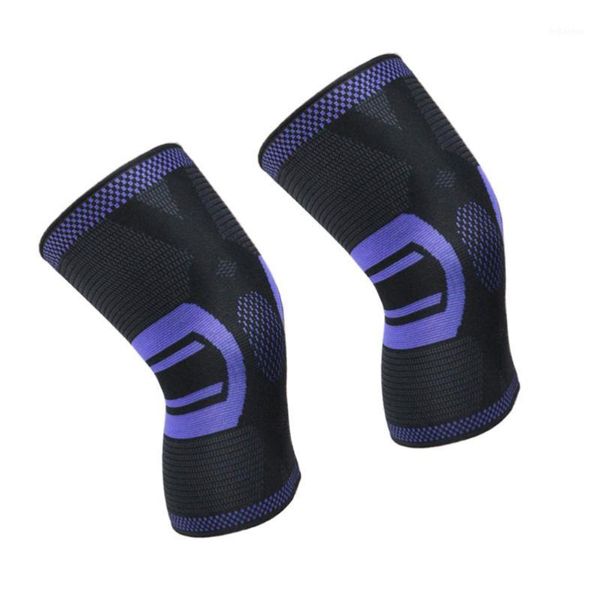 Protezioni per ginocchia sportive 2 pezzi Protezioni per le gambe traspiranti lavorate a maglia Supporto per maniche antiscivolo per squating Basketball Fitness (Black Pu