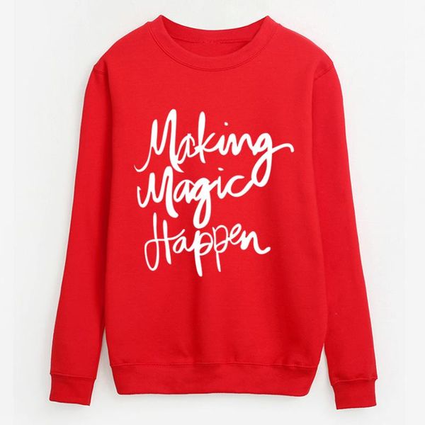 

women's hoodies & sweatshirts female tracksuit arrival making magic 2021 autumn pullovers casual fashion happen print letter sweatshirt, Black