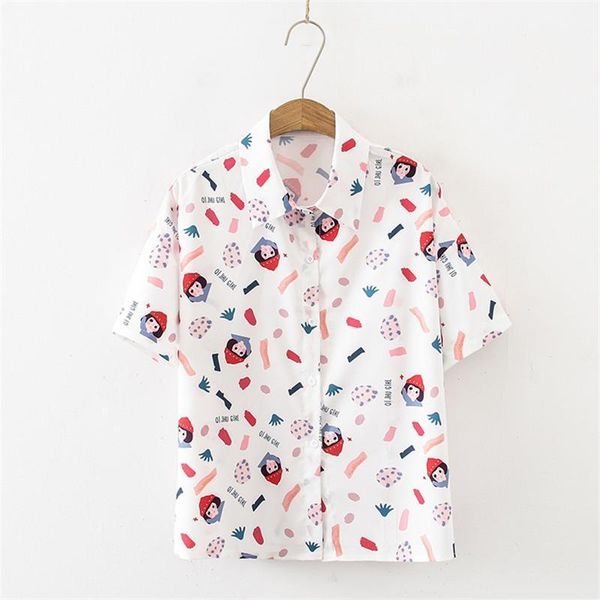 

summer fashion woman blouse short sleeve blusas cute female chiffon blusa v-neck women's blouses & shirts, White