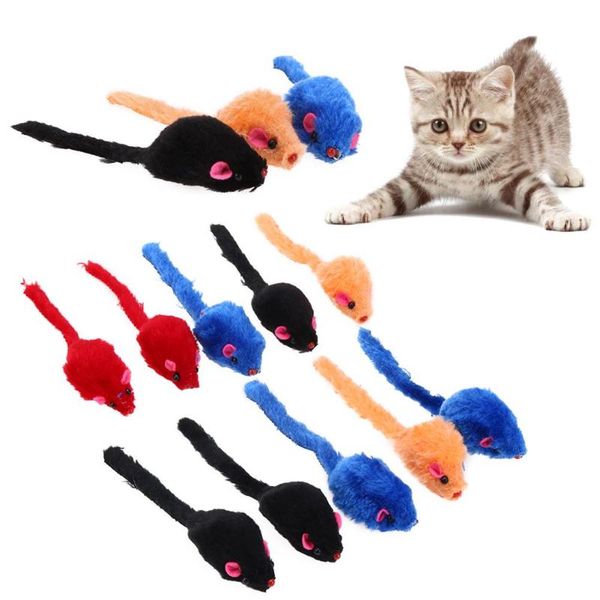 

cat toys 10pcs/lot mini colorful plush false mouse for pet cats kitten animal funny playing products