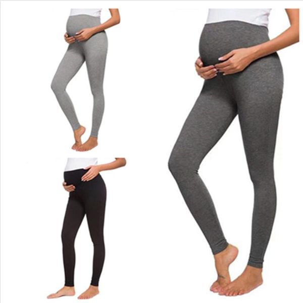 

maternity bottoms legging spring autumn solid color pregnancy clothes women stretchy slim pants for pregnant cotton trousers, White