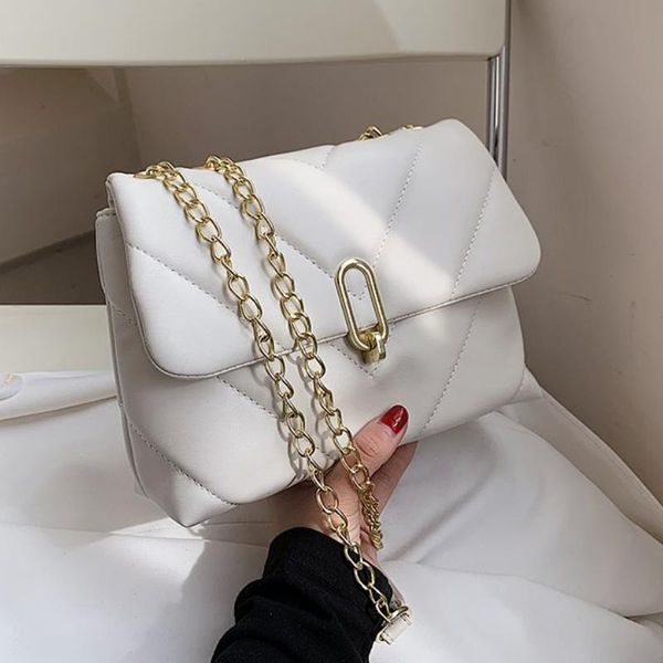 

evening bags leather 2021 fashion shoulder bag women pu quilted female luxury handbags v-line designer sac a main femme