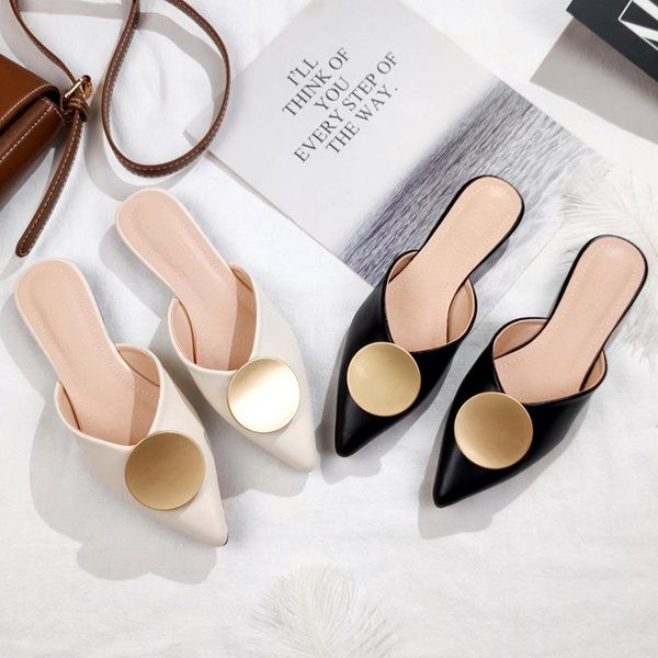 

summer toe-covered women slippers outside ladies casual sandals mules shoes low heel comfort anti-skid slides, Black