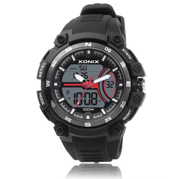 

digital watch men sports watches fashion dual display men's 100m waterproof led ana man military clock relogio vf wristwatches, Slivery;brown