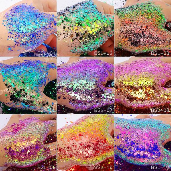

nail glitter 5g/bagglitter chameleon flakes iridescent powder holographic laser colorful sequins 120 colors mix size, Silver;gold