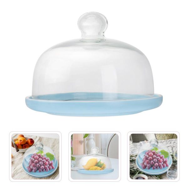 

dishes & plates 1 set of round fruit dish restaurant nordic style snack plate with glass cover